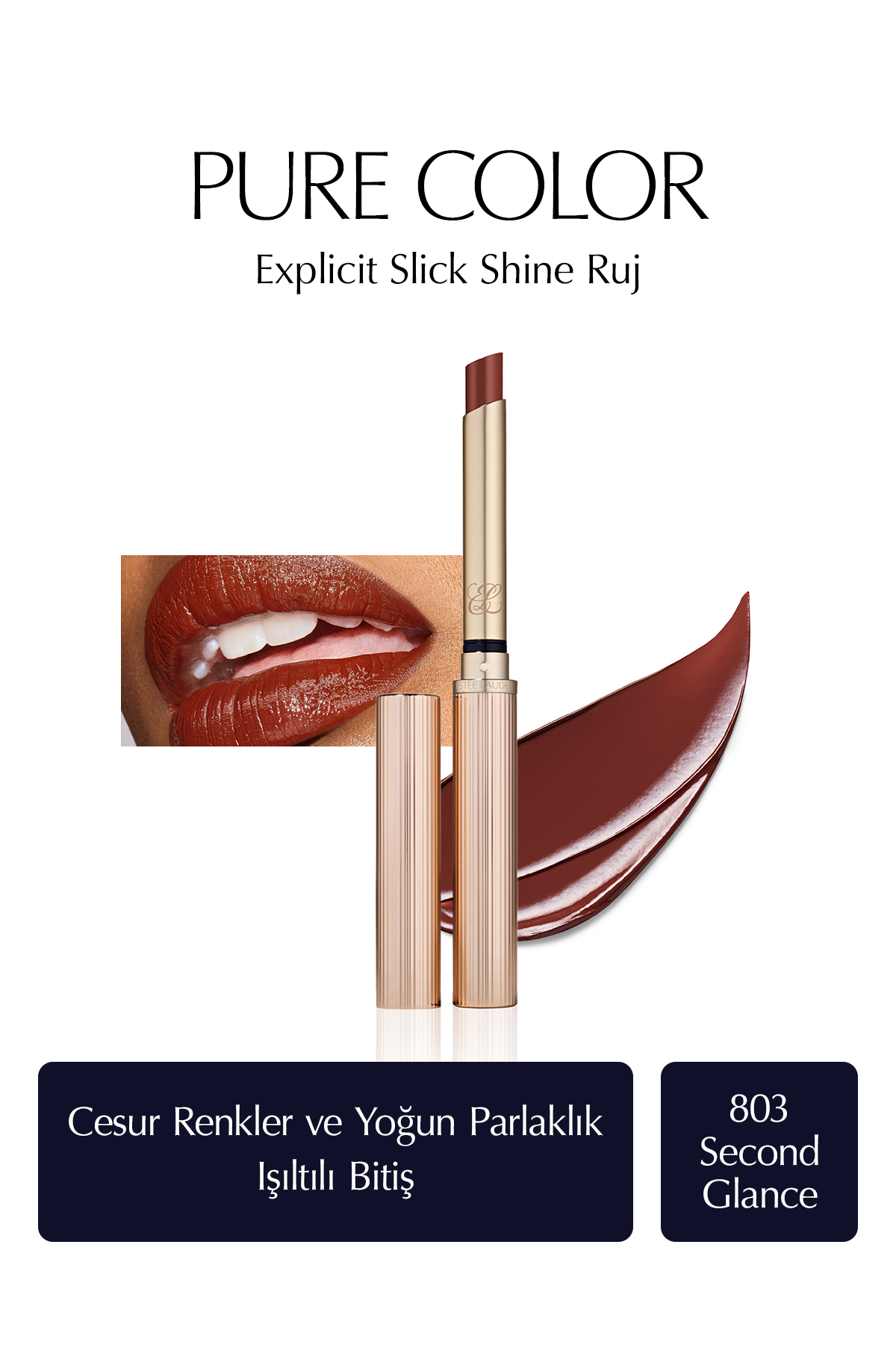رژ لب پایانی گراندن شفاف براق رنگ پاک: 803 نگاه دوم استی لادر Estee Lauder