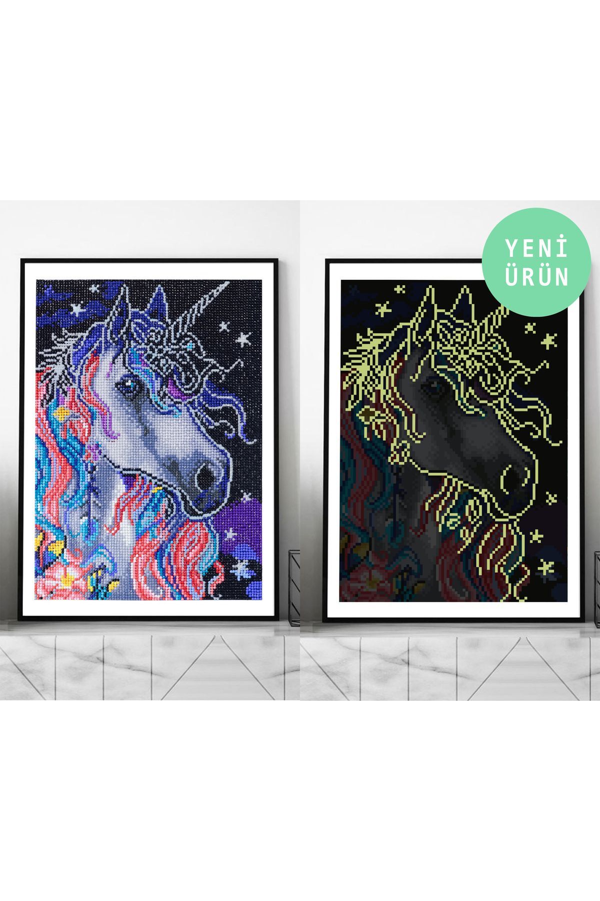 پازل UNICORN نقاشی مخصوص سنگ الماس درخشان در تاریکی موزاییک ملیله 24X34CM MAXİ