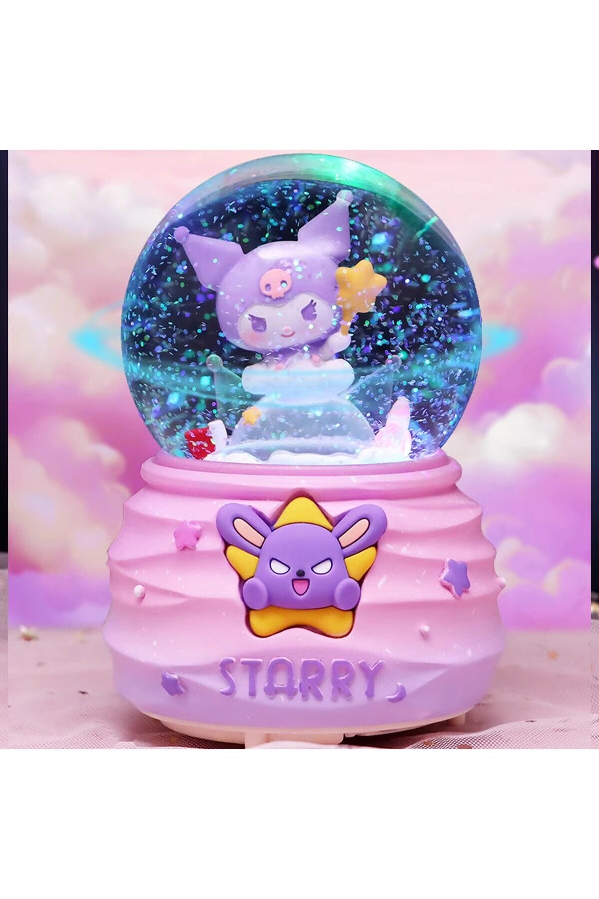گوی برفی STARRY SANRIO KUROMI سایز متوسط ​​روشن موزیکال SNOW GLOBE از ترکیه nesever store