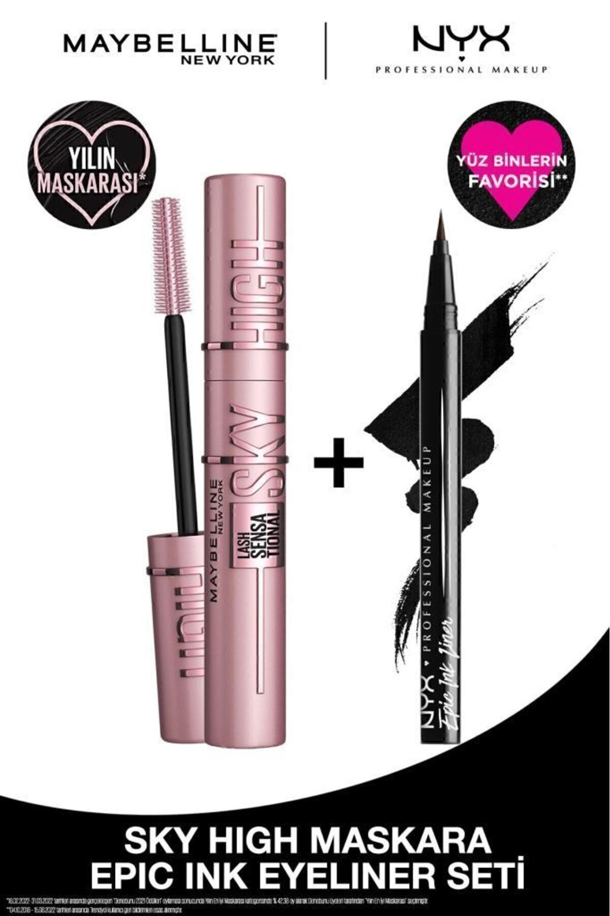 ریمل SKY SCANTICATION HIGH &amp; NYX PROFESSIONAL MAKEUP مشکی EYELEINER EPIC INK LINER Maybelline New York