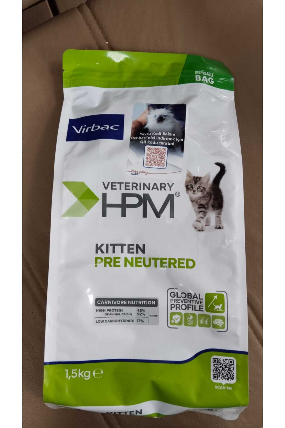 غذای خشک بچه‌گربه ویر‌باک Virbac Kitten Pre Neutered، ۱٫۵ کیلوگرم 1.5 KG