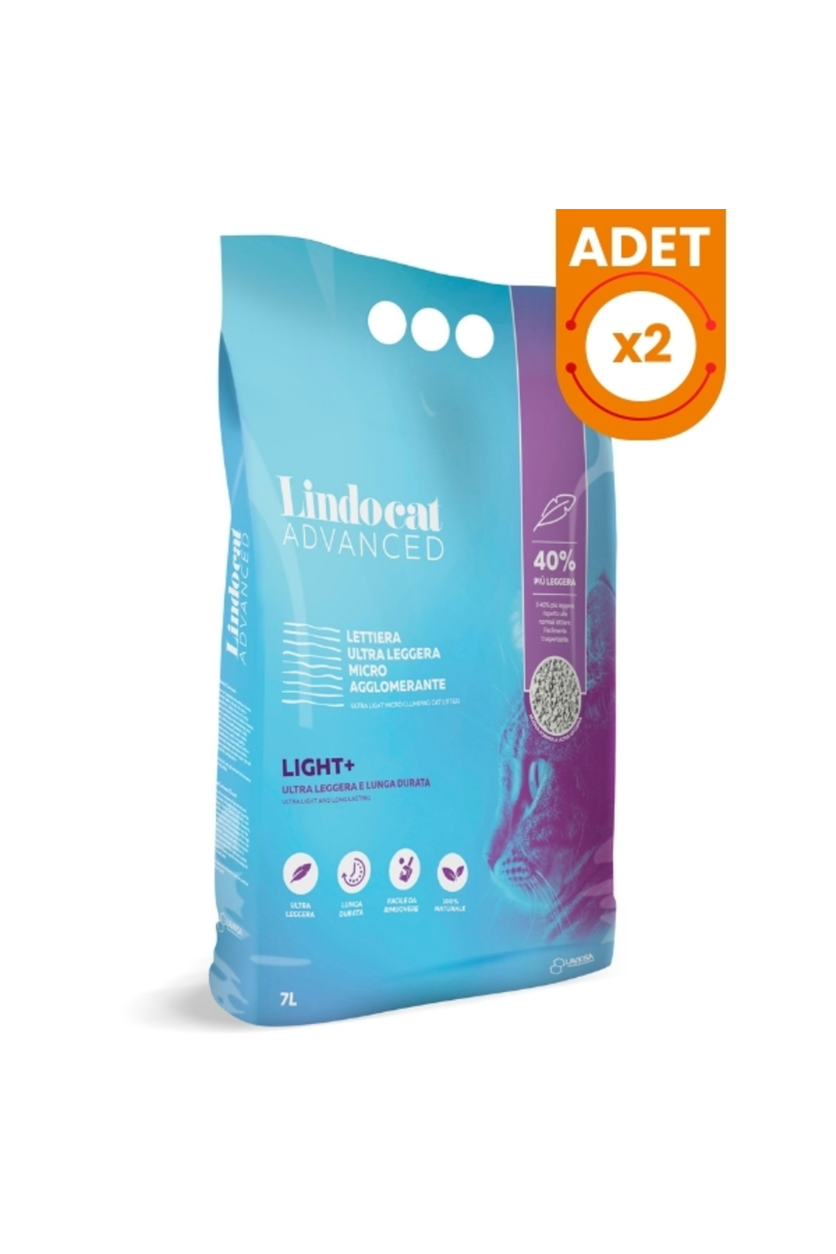 خاک گربه گلوله‌شونده دیاتومیتی فوق‌سبک لیندو کت Lindo Cat سری Advanced Light، بسته ۲ عددی