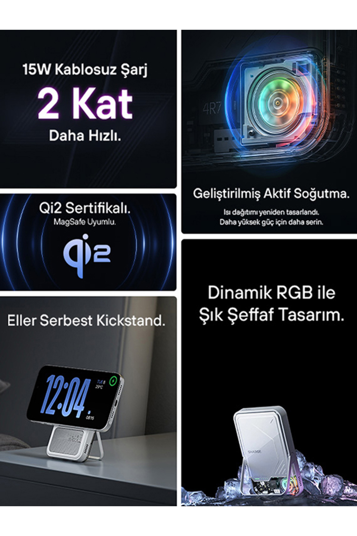 پاوربانک ICEMAG 2 سریع بی سیم پشتیبانی شده MAGSAFE اورجینال Sharge