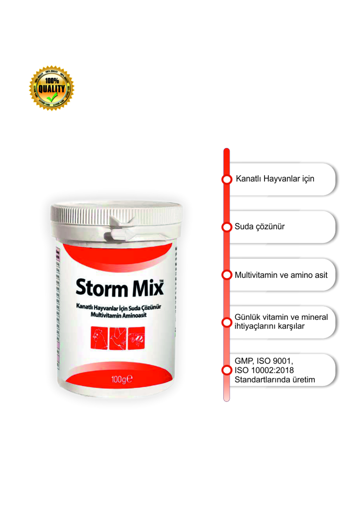مکمل مولتی‌ویتامین و آمینواسید محلول در آب آنیماری animari StormMix، ۱۰۰ گرم