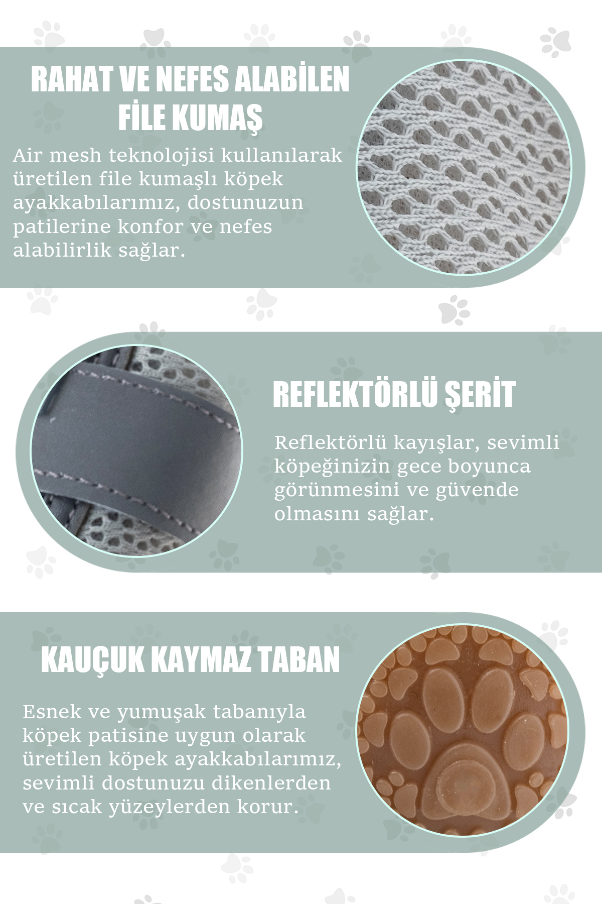 کفش سگ پاوپرینتس PawPrints مدل PP01، سبز با جزئیات بازتابنده، زیپ و زیره لاستیکی ضدلغزش