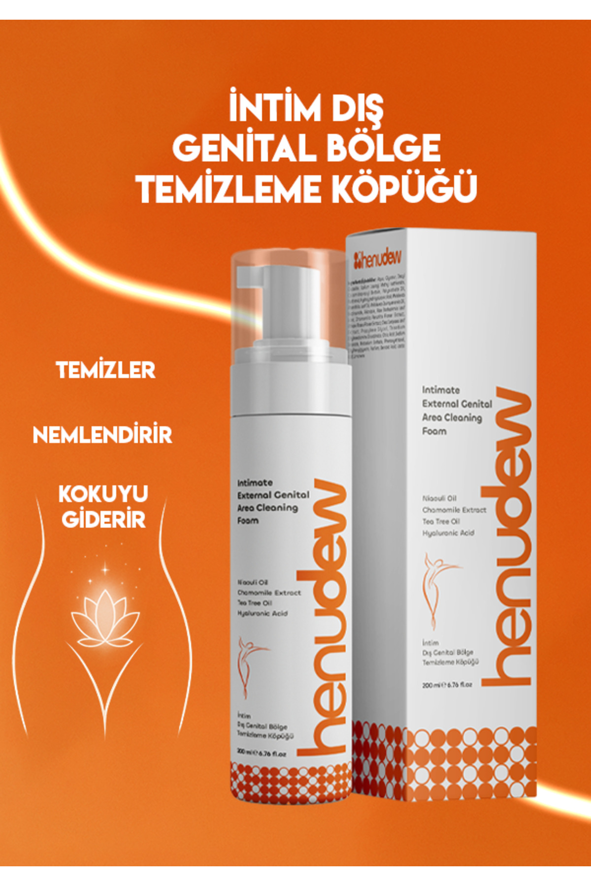 محصول مراقبت ناحیه تناسلی فوم پاک کننده خارجی INTIM ضد بو PH متعادل روغن نیولی درخت چای Henudew