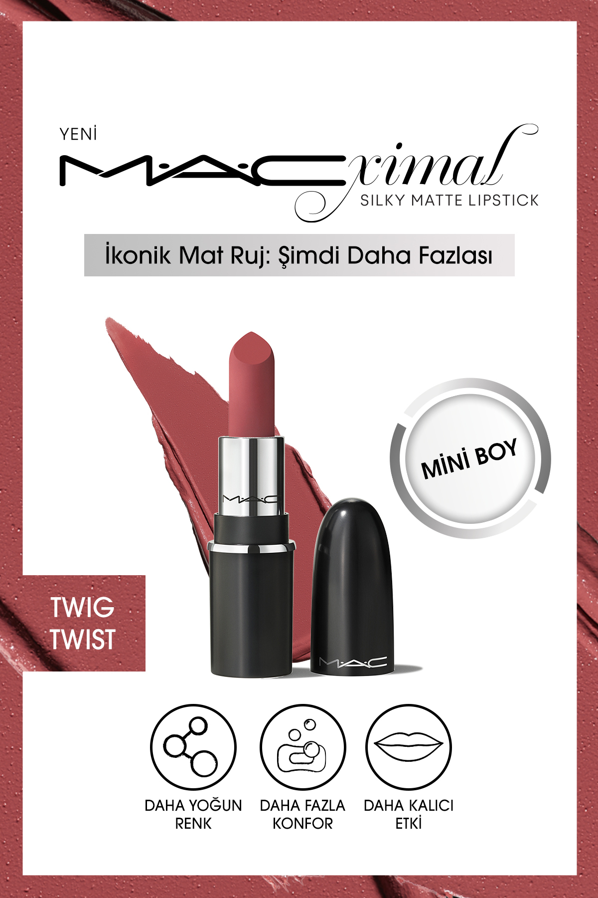 رژ لب MACXIMAL MINI MAC SILKY MATTE LIPSTICK پیچ و تاب شاخه Mac