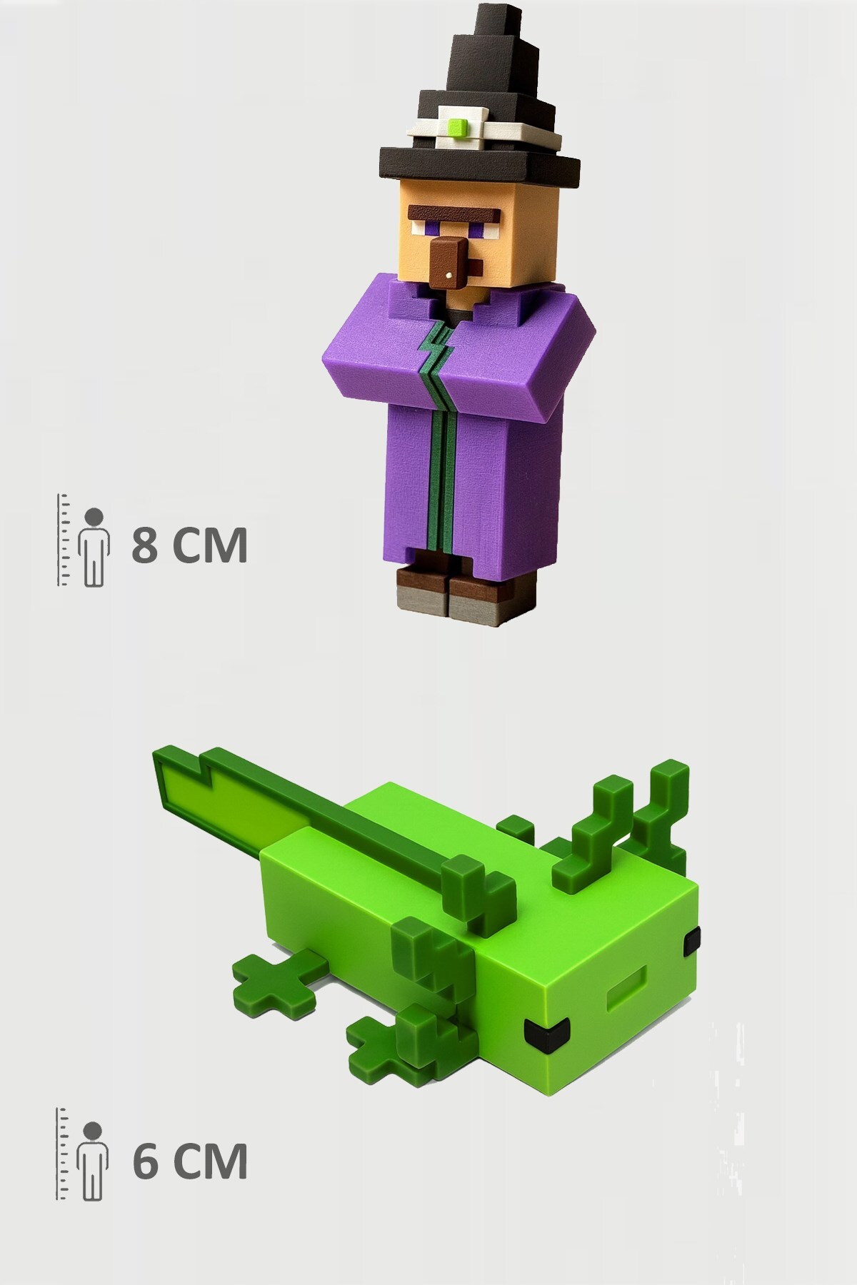اسباب بازی های فیگور دیگر جادوگر MINECRAFT و مشترک متحرک AXOLOTL سبز FigürDizayn