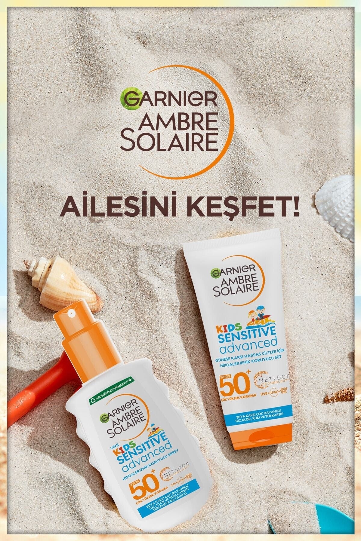 Garnier کرم ضد آفتاب حساس آمبر سولیر پیشرفته برای کودکان با SPF50+