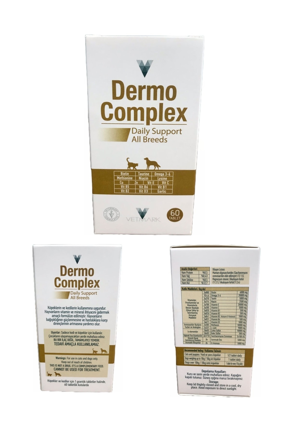 ویتامین حمایتی گربه و سگ وت‌مارکتی VETMARKETİ Dermo Complex، ۶۰ قرص