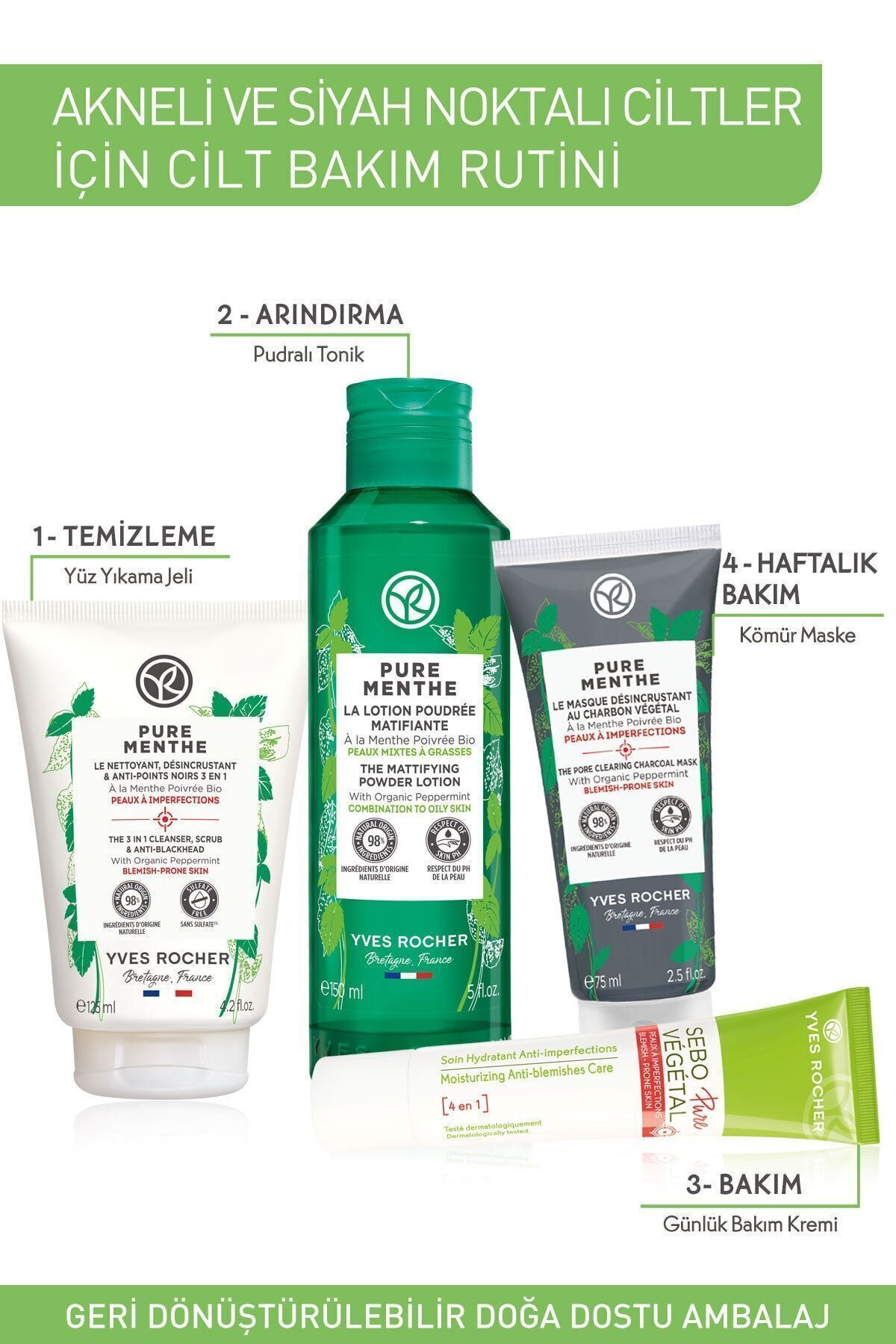 Yves Rocher پاک کننده صورت موثر پیلینگ منته خالص ژل شستشوی صورت 125 میلی لیتر