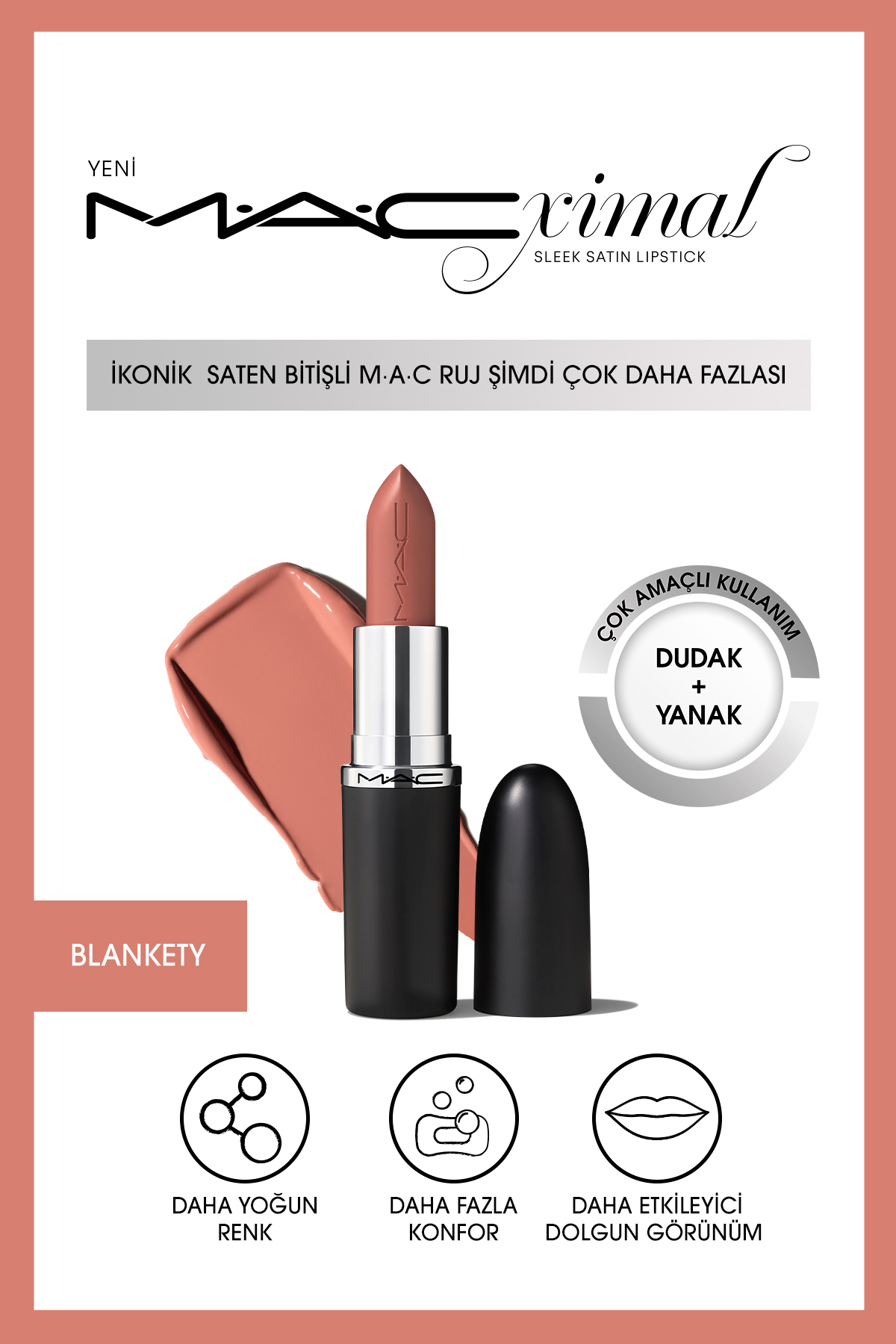 رژ لب ساتن SLEEK MACXIMAL – بدون انتها 3.5GM اورجینال Mac