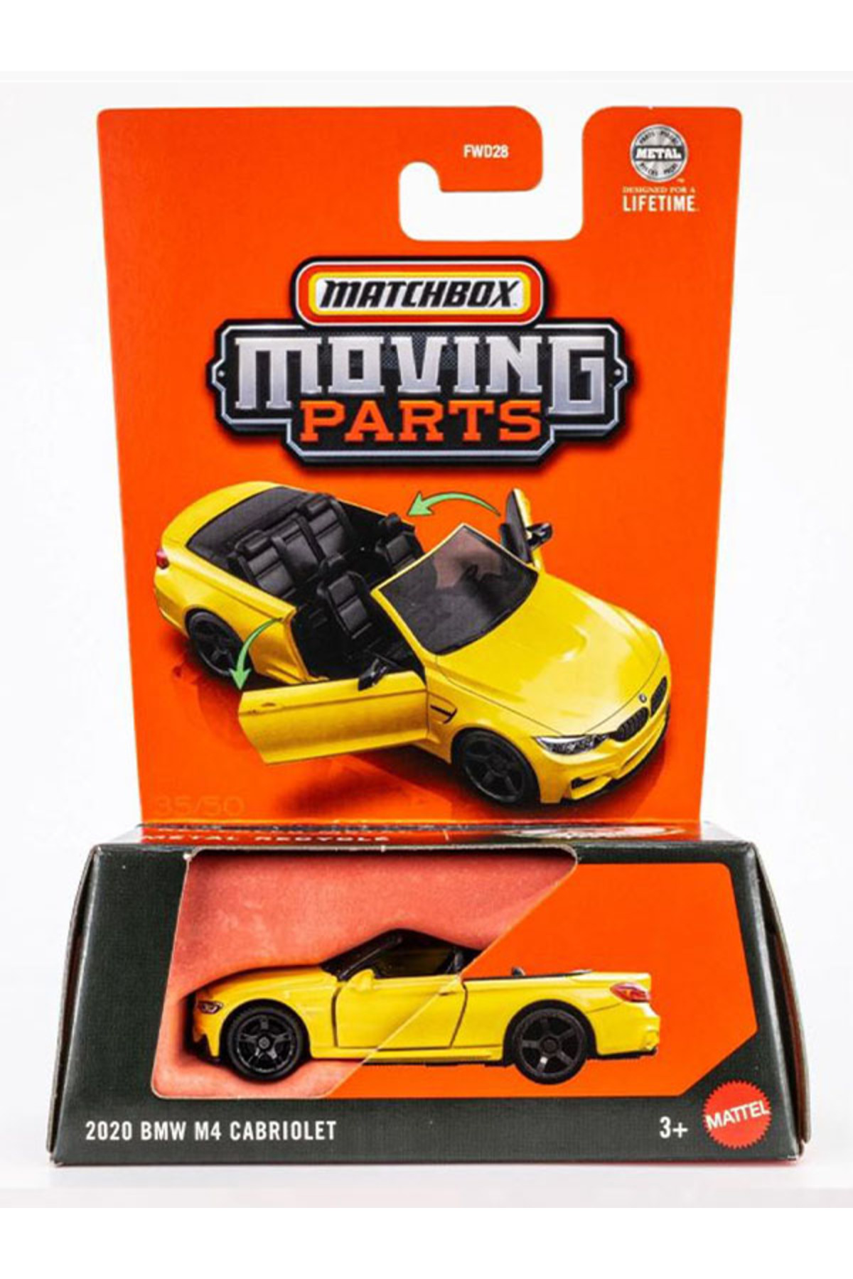ماشین اسباب بازی قطعات متحرک جعبه کبریت BMW M4 کابریولت 2020 زرد داکار 1 64 از ترکیه HOT WHEELS