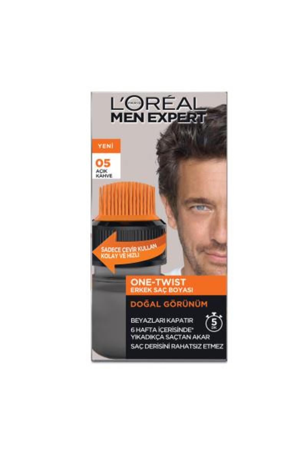 رنگ مو موی مردانه لورآل پاریس متخصص ONE TWIST 05 قهوه ای روشن L'Oreal Paris Men Expert