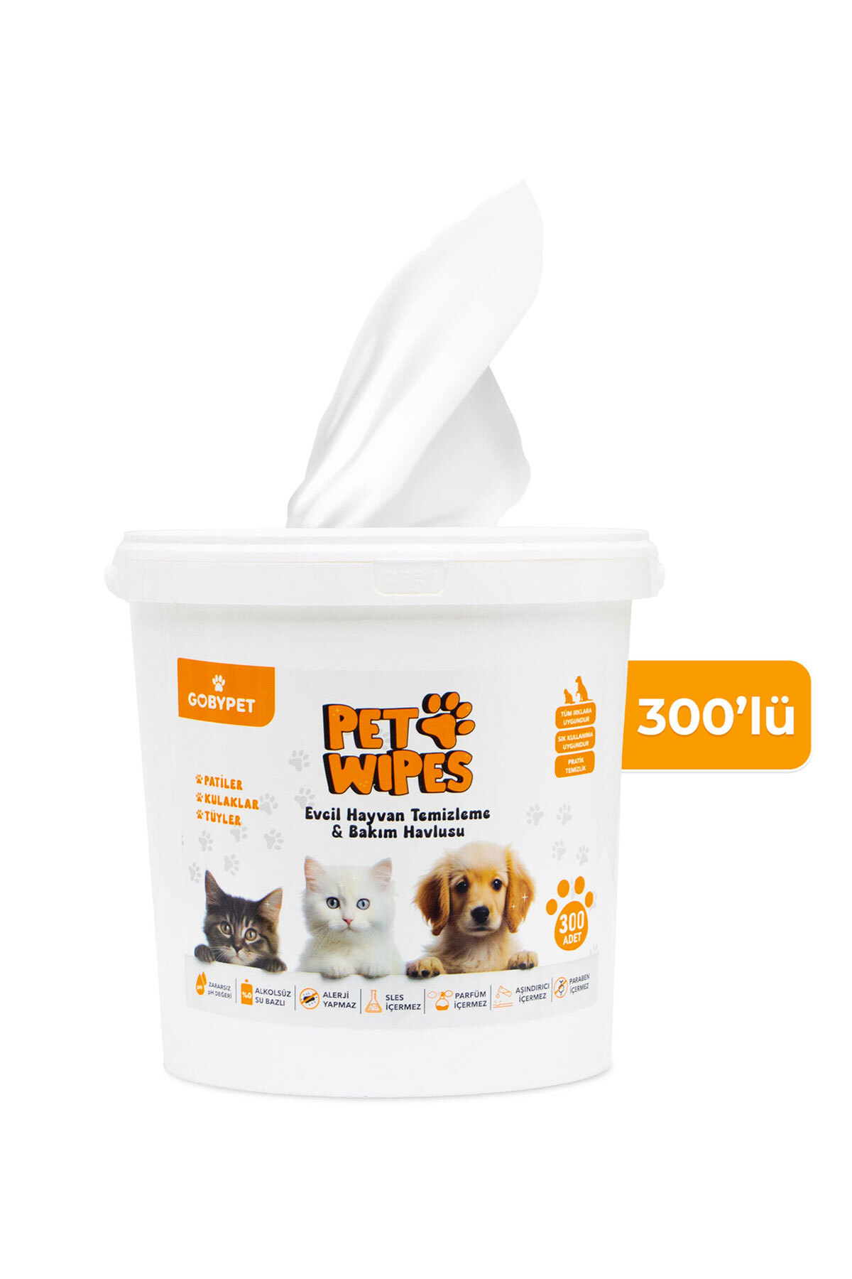 دستمال مرطوب نظافت حیوانات خانگی گوبی‌پت GOBYPET، ۳۰۰ عدد