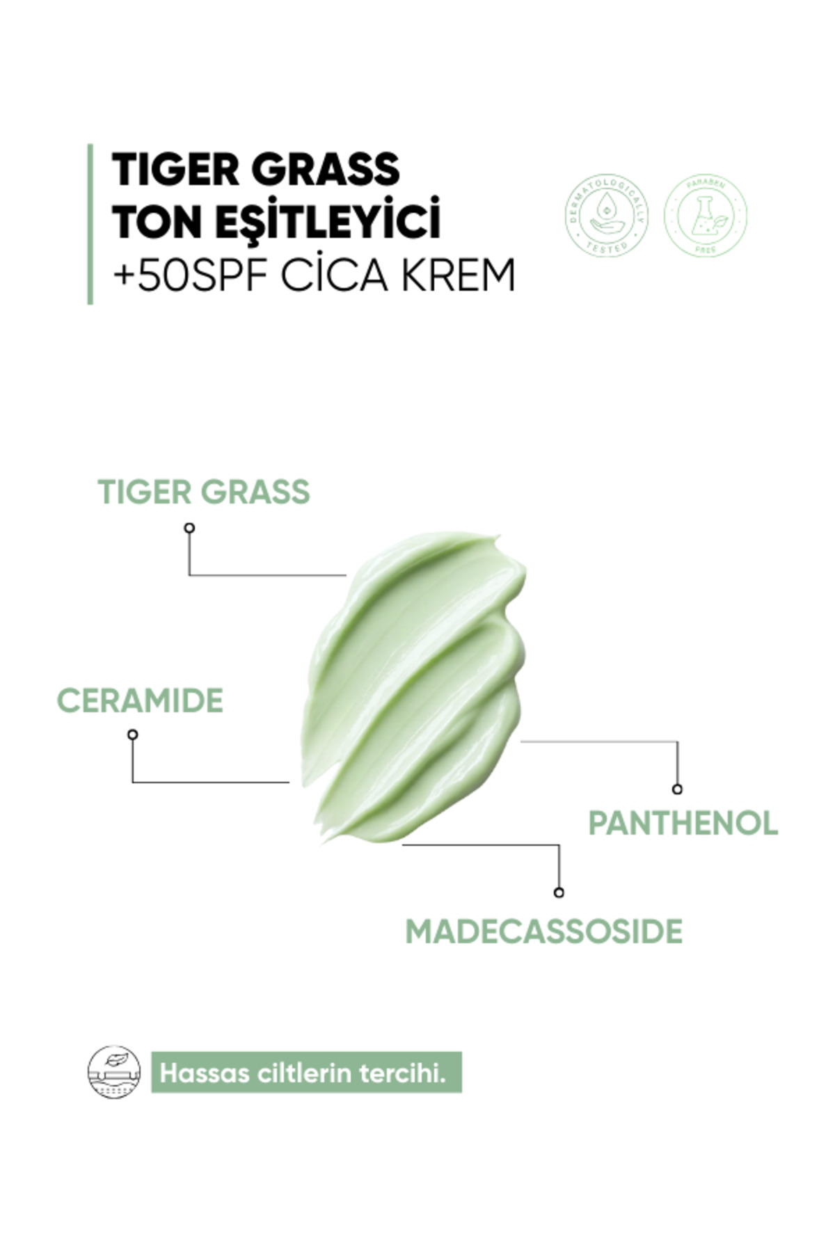کرم صورت TIGER GRASS TONE ANSTIANIZER ANTI REDNESS 50 SPF CICA CREAM 30 میل mia klinika