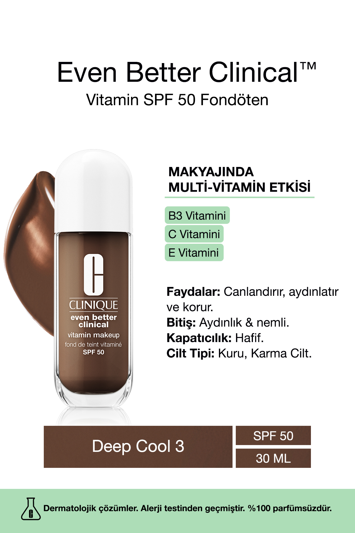 کرم پودر حتی بهتر ویتامین آرایش SPF 50 بنیاد رنگ: خنک عمیق 3 30ML | سی Clinique