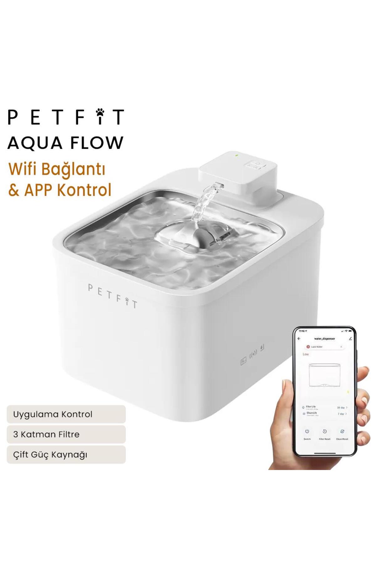 مجموعه لوازم گربه پت‌فیت Petfit؛ توالت خودکار Groove Q-Clean نارنجی و آب‌نمای هوشمند باتری‌دار Aqua Flow