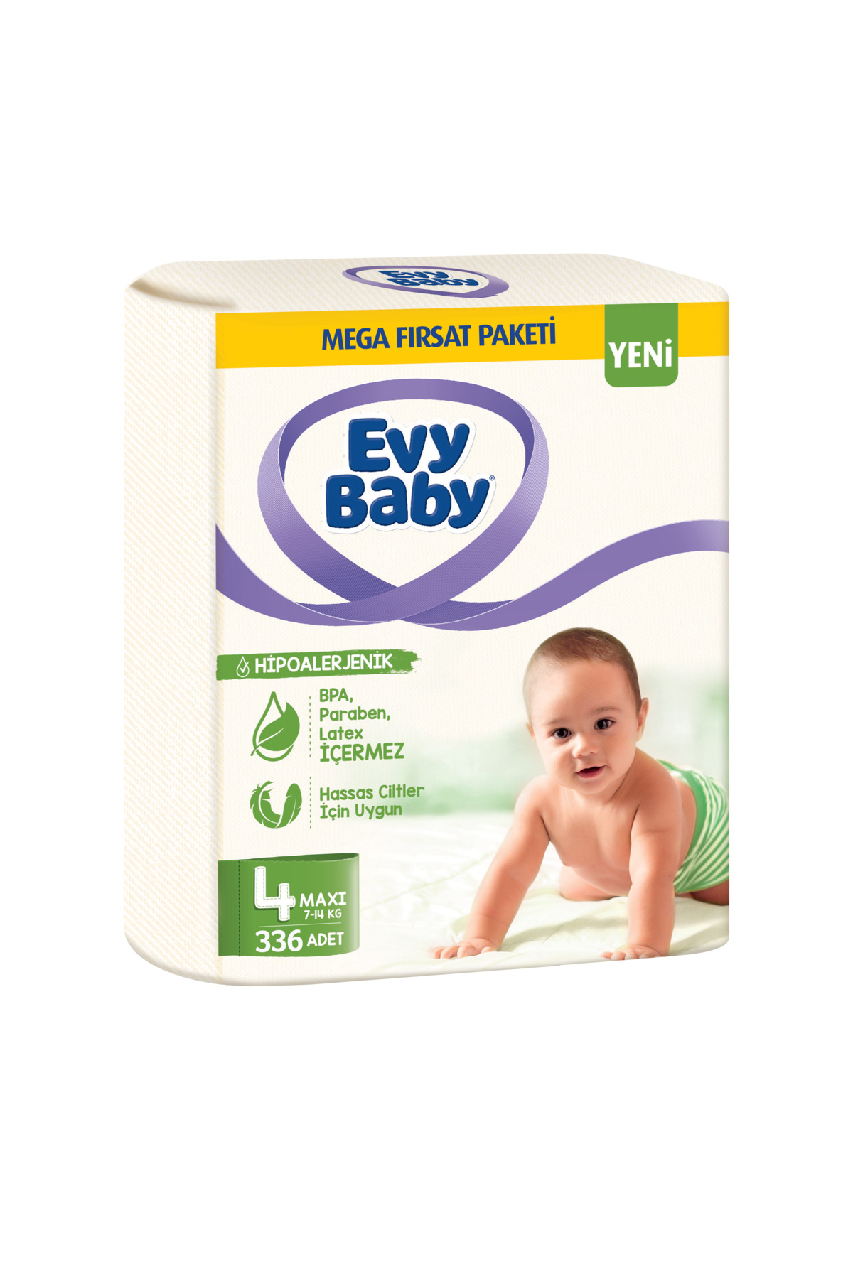 پوشک بچه مگا فرصت پکیج 4 سایز 336 عدد اورجینال Evy Baby