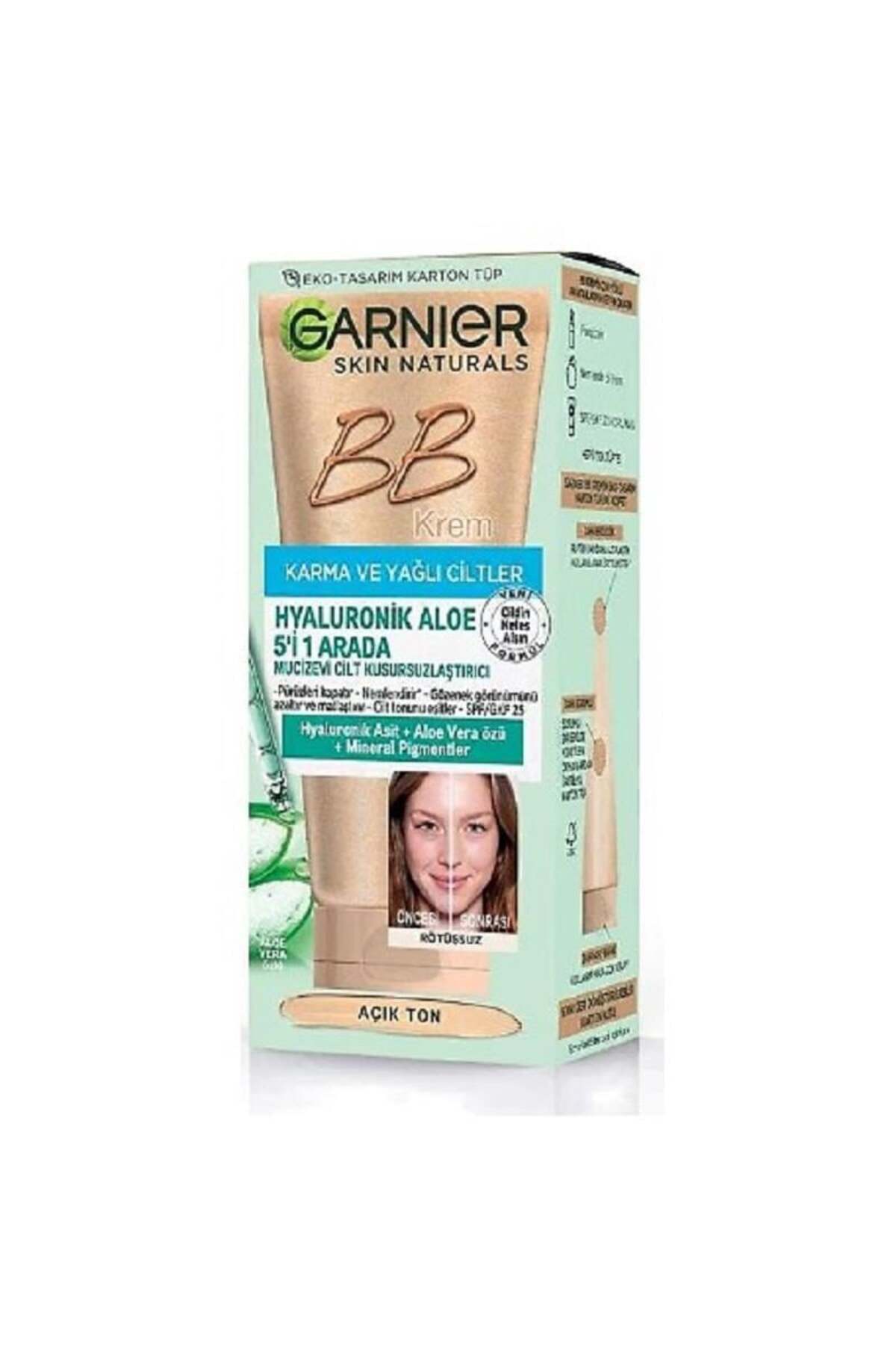 Garnier کرم بی بی آلوئه و هیالورونیک بدون روغن 50 میلی لیتر رنگ روشن