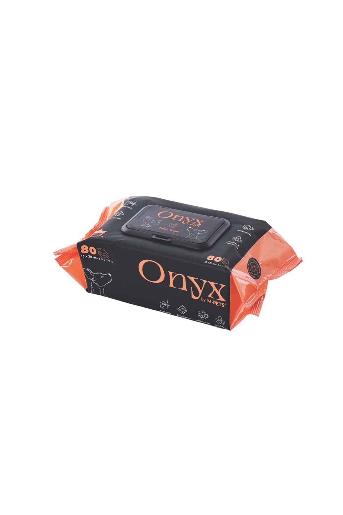دستمال مرطوب پاک‌کننده گربه و سگ ام‌پتس M-PETS ONYX با رایحه هلو، ۸۰ عدد