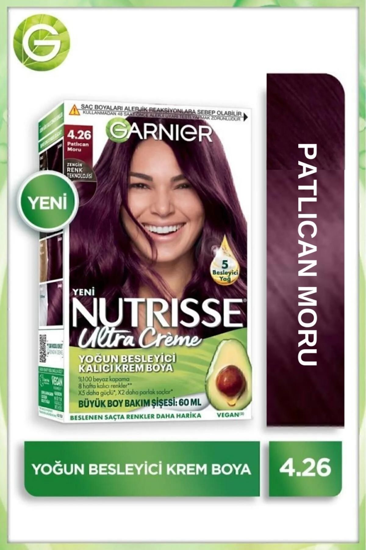 Garnier رنگ مو کرمی ماندگار تغذیه‌ای مکمل ناتریس 4.26 بادمجانی ارگانیک