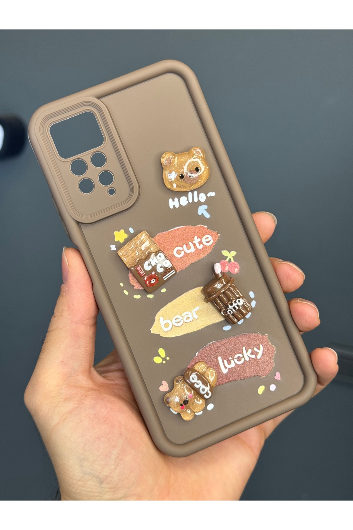 کاور و قاب 4G سازگار REDMI NOTE 11 PRO 12 با طراحی محافظ دوربین طرح دار سیلیکونی قهوه ای خرس عروسکی فیبکس Fibaks