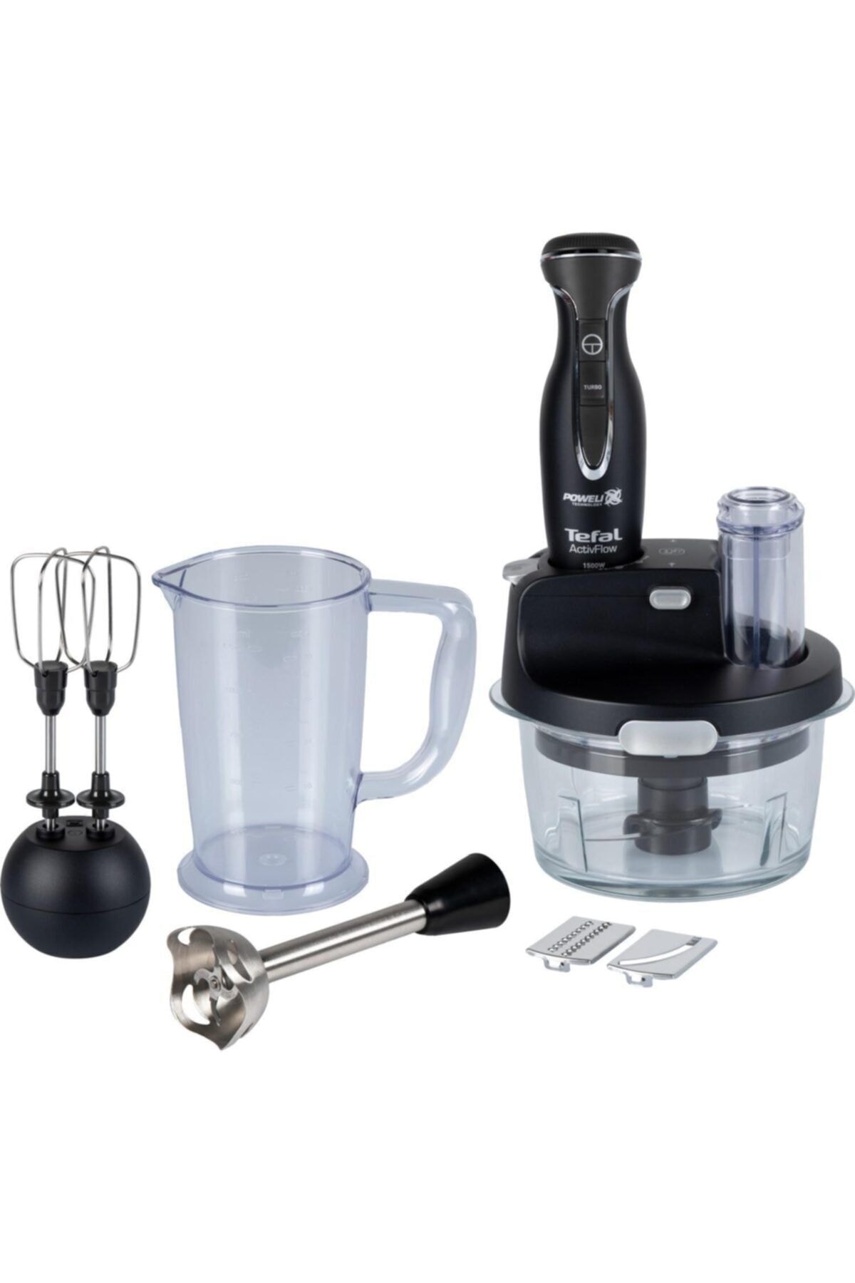 ست مخلوط کن کاسه شیشه ای 1500 وات POWELIX ACTIVFLOW EXPERT مشکی اورجینال TEFAL