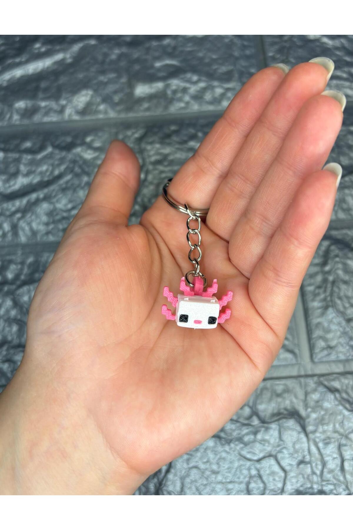 جاکلیدی MINECRAFT AXOLOTL صورتی اورجینال 3boyutcraft