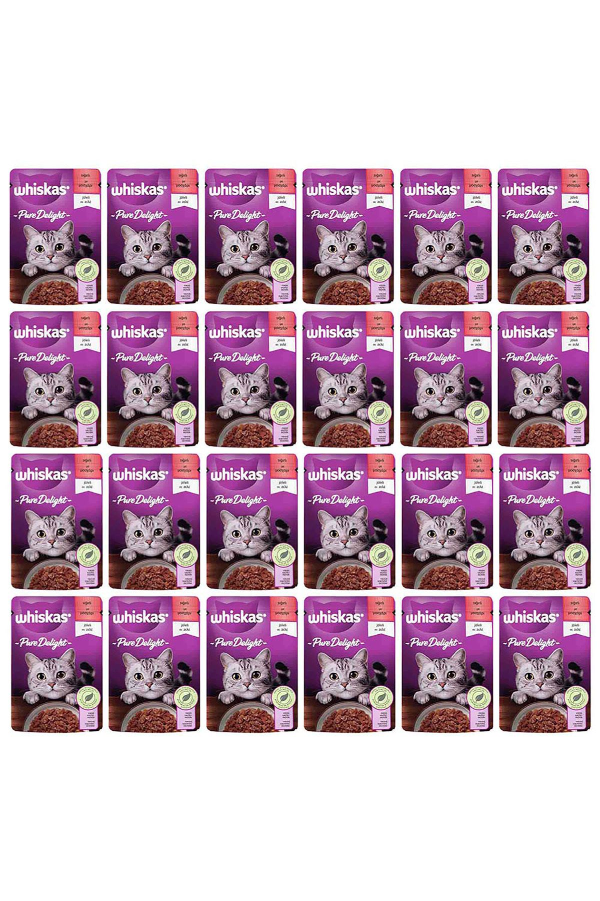 غذای مرطوب گربه ویسکاس Whiskas سری Pure Delight با طعم گوشت گاو، ۲۴ بسته ۸۵ گرمی