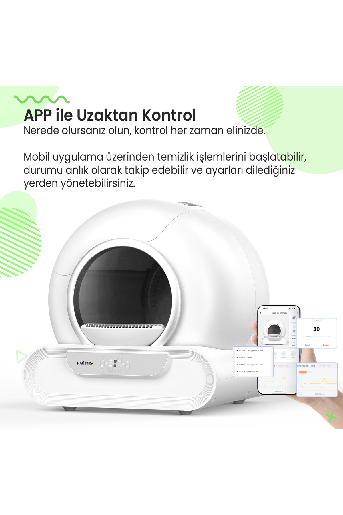 توالت خودکار هوشمند گربه هاوستایر Haustier مدل HST-MSP08، مخزن ۶۵ لیتری، خاکستری