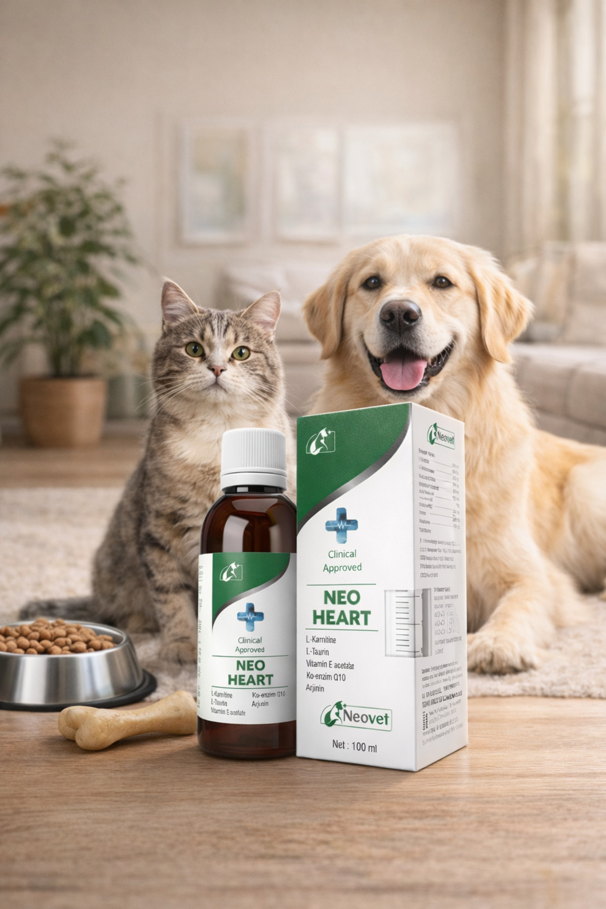 مکمل مایع گربه و سگ نئووت Neovet Neo Heart حاوی تورین و ال-کارنیتین