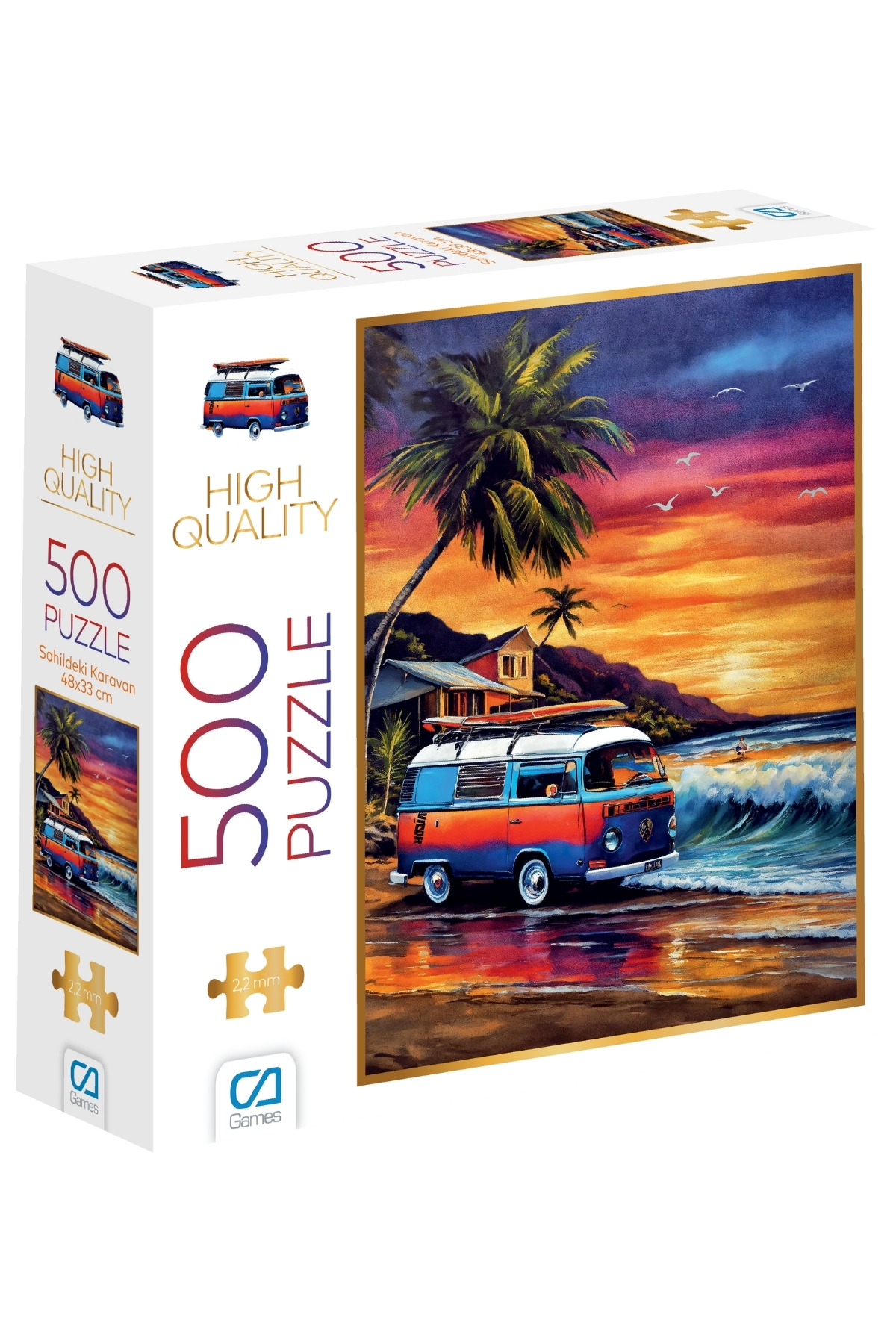 پازل CARAVAN ON THE BEACH 500 PIECES 2,2MM ضخامت 48X33CM سری اره منبت کاری مویی سرگرمی حرفه ای از ترکیه CA Games