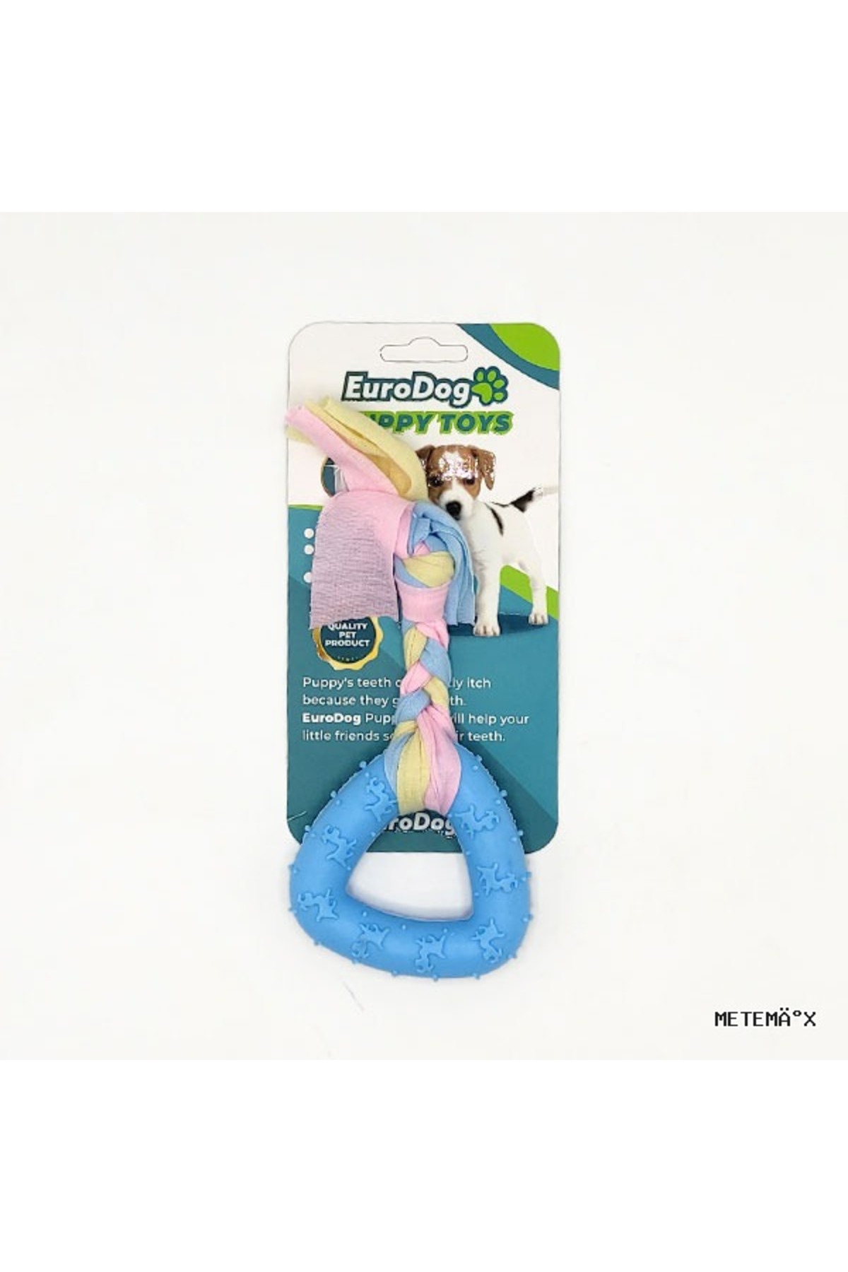 اسباب‌بازی دندان‌گیر مثلثی آبی سگ یورو داگ Eurodog، مدل METEMIX Puppy T (220304)