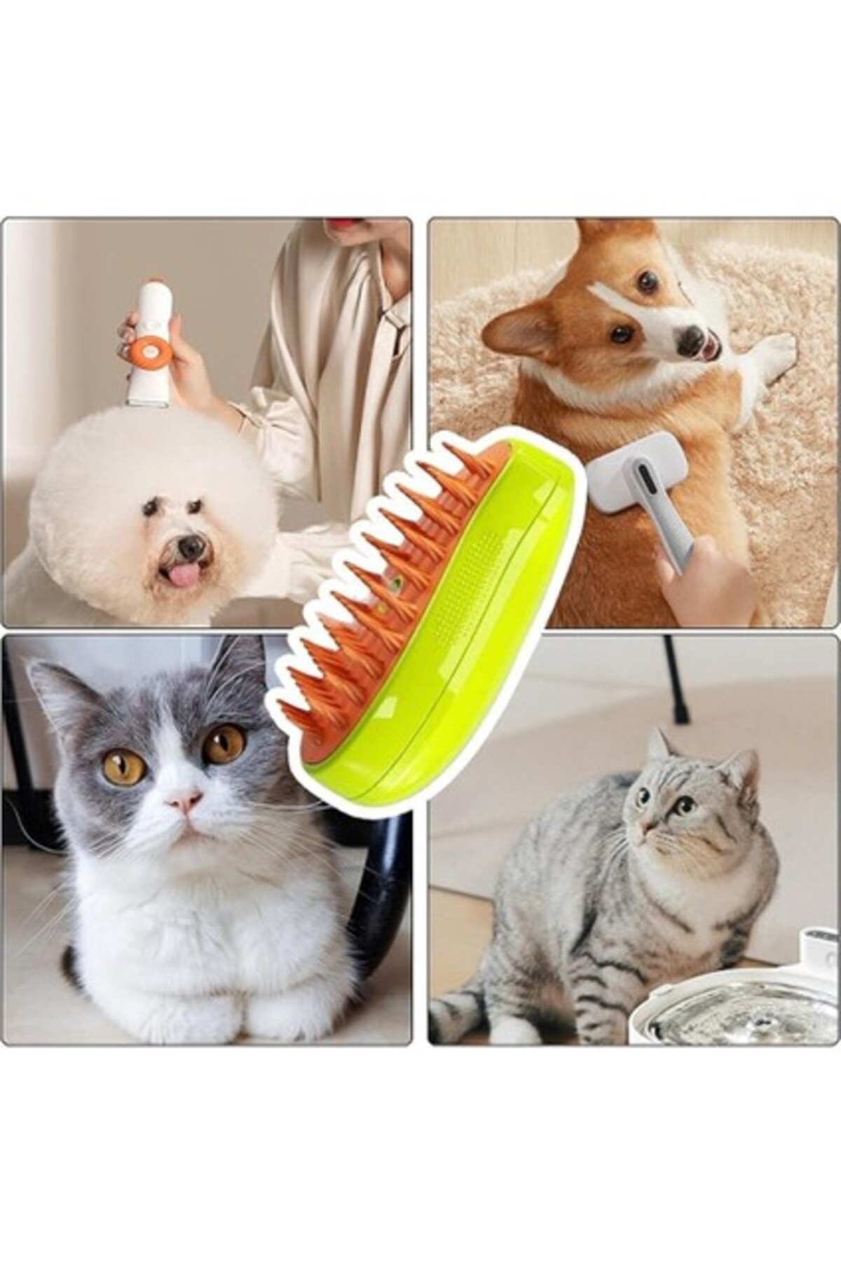 شانه بخاردار شارژی گربه با برس ماساژ و تمیزکاری، مدل H2HBCV00006HB22Y