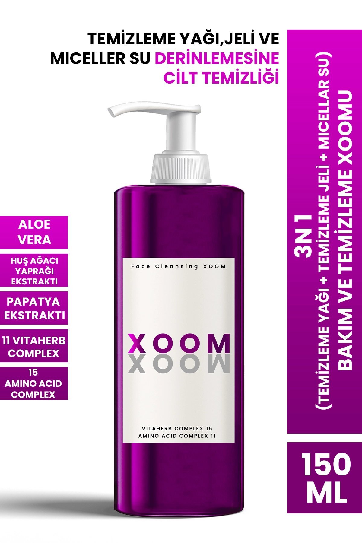 PROCSIN ژل کرم Xoom 3 in 1 (روغن پاک کننده + ژل پاک کننده + آب میسلار) مراقبت و پاکسازی  150 میل