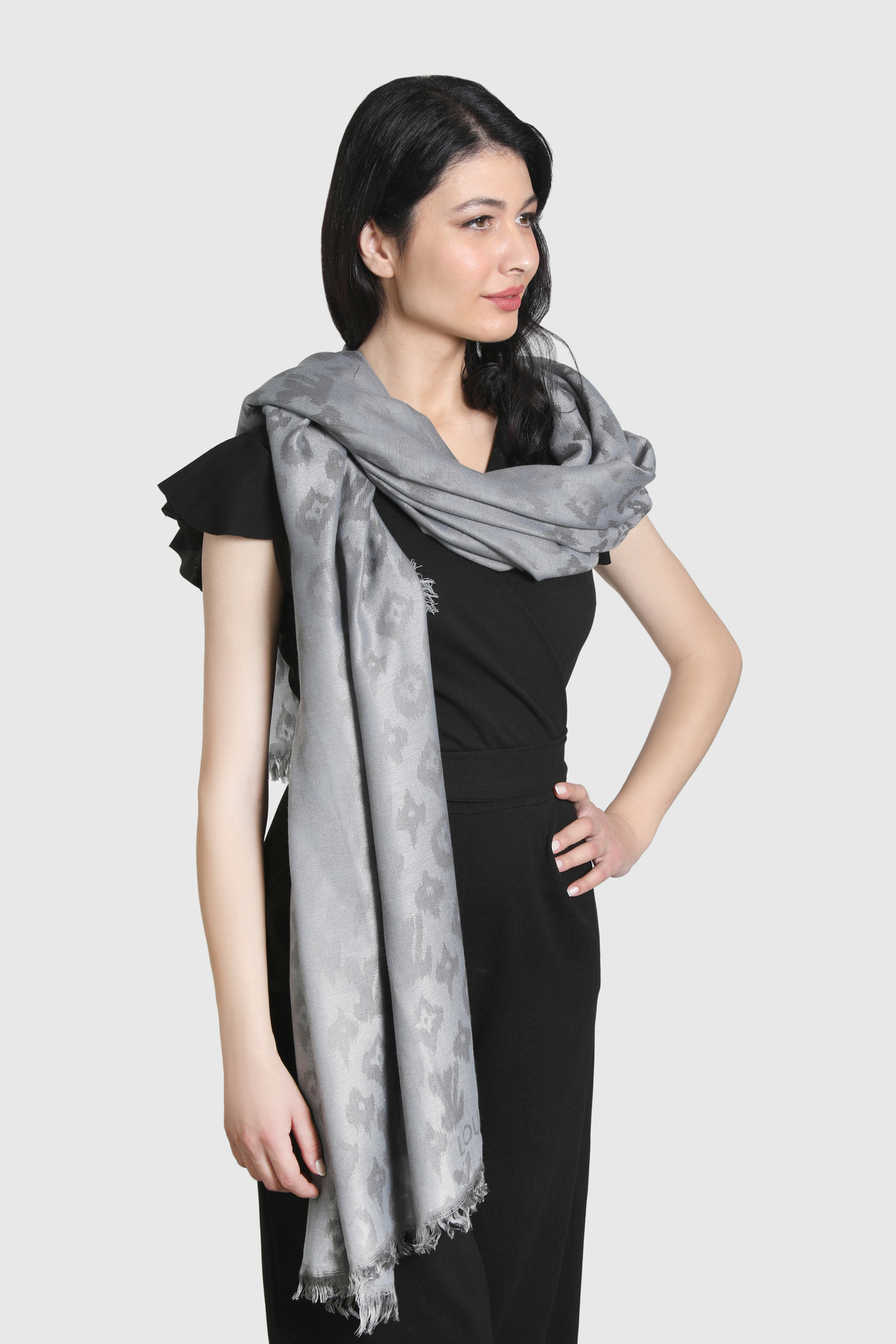شال زنانه طوسی ۱۰۰٪ پنبه میستیک Mystic مدل MS-375