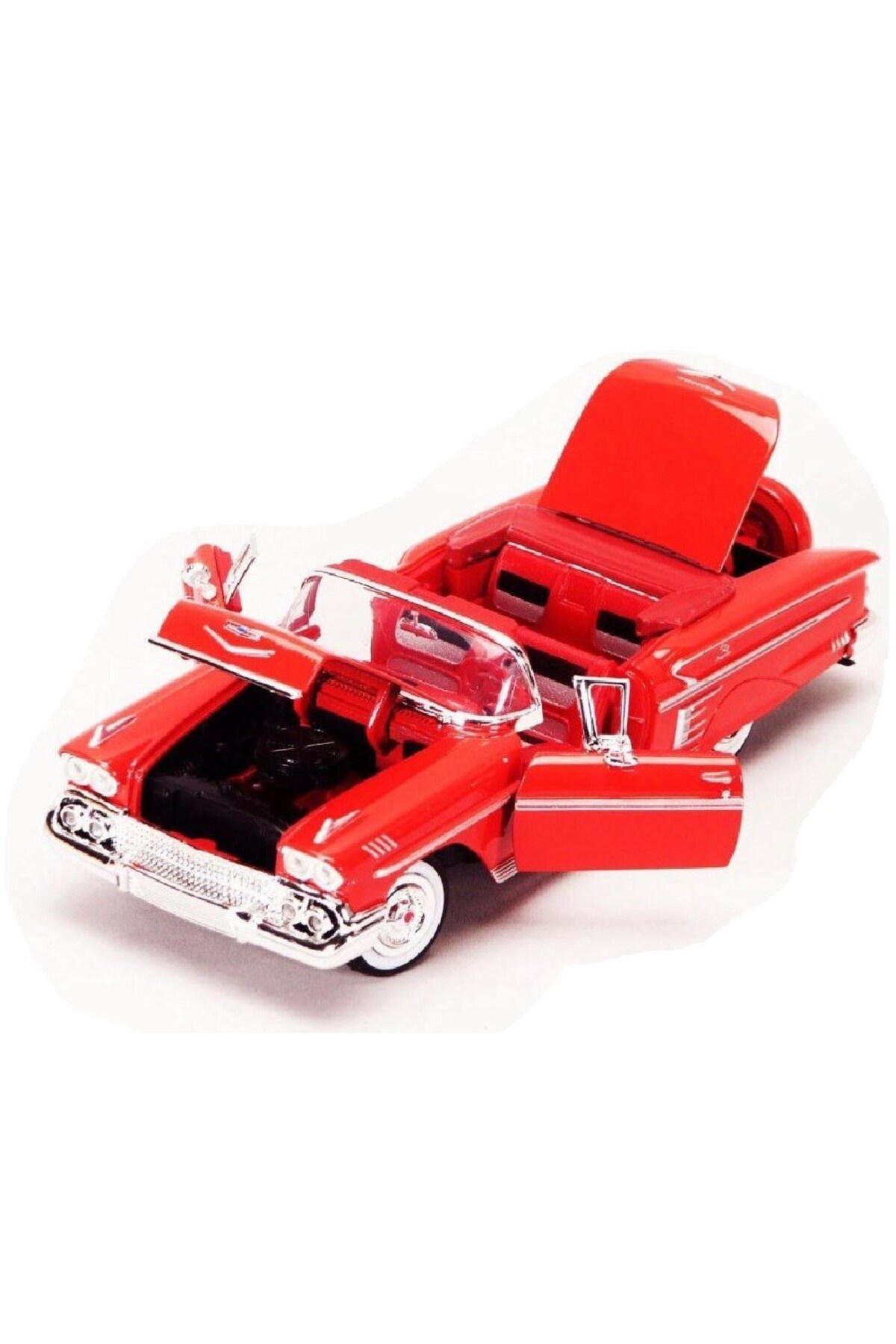 مدل خودرو DIECAST 1958 CHEVY IMPALA 1 24 DIE CAST MODEL VEHICLE RED اورجینال Motor Max