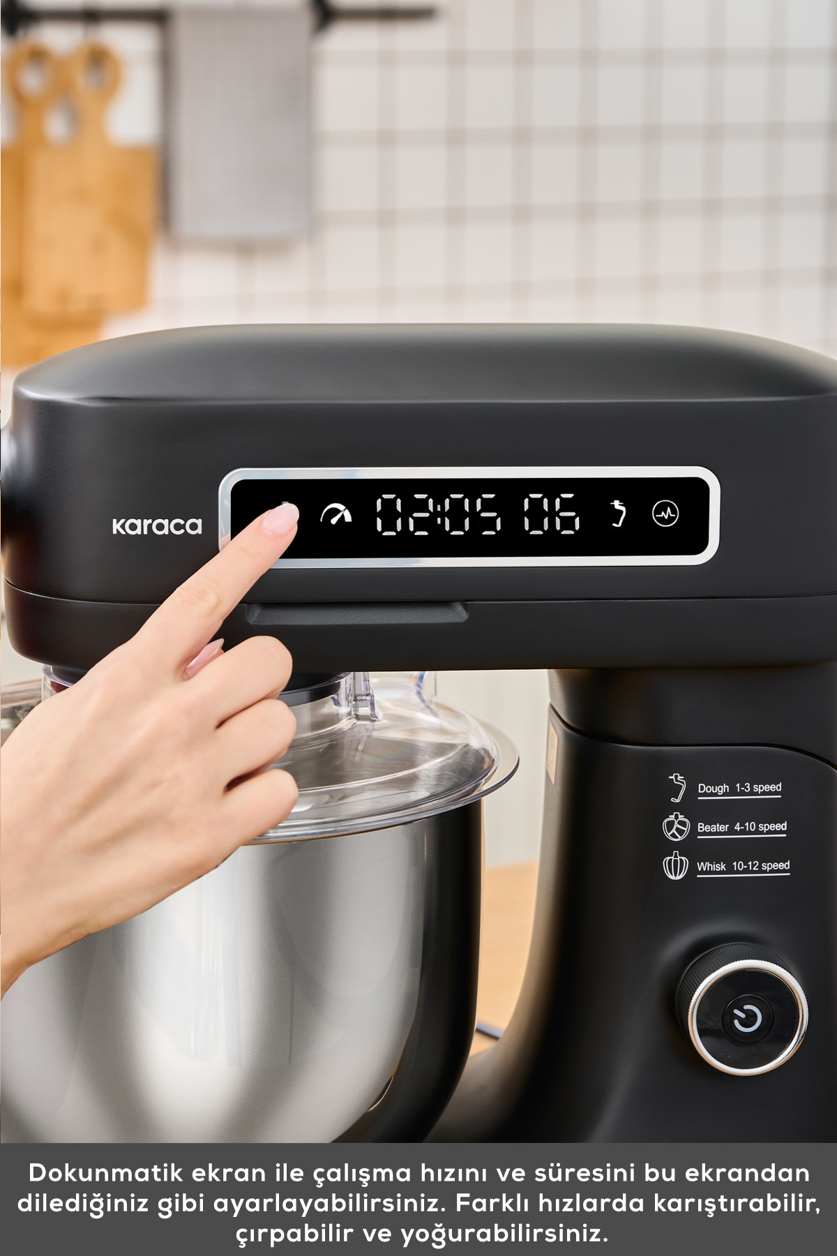 میکسر و ست PRO ARTISAN TIMED SCALE KITCHEN CHEF مشکی MATTE 1600W 5 لیتری اورجینال Karaca