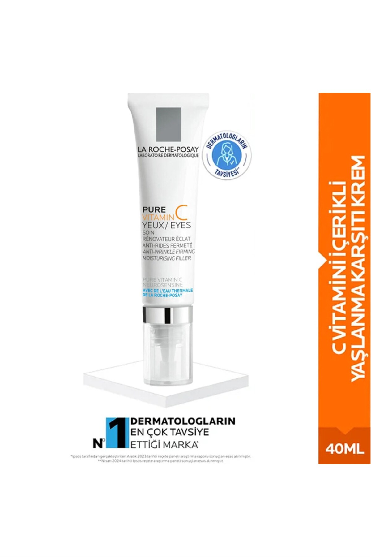 کرم دور چشم ویتامین C خالص در برابر چین و چروک YEUX با 15 میلی لیتری اورجینال La Roche Posay