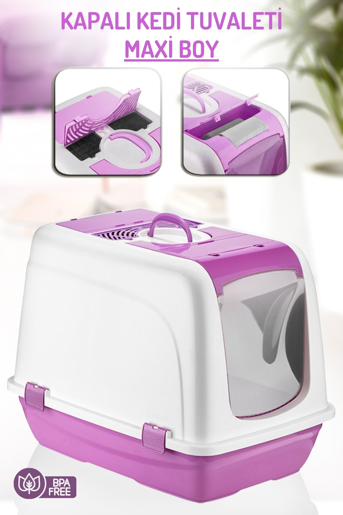 توالت سرپوشیده گربه نندی کیدز Nandy Kids، سایز ماکسی، مدل NK-SNY-PET-5092، بنفش