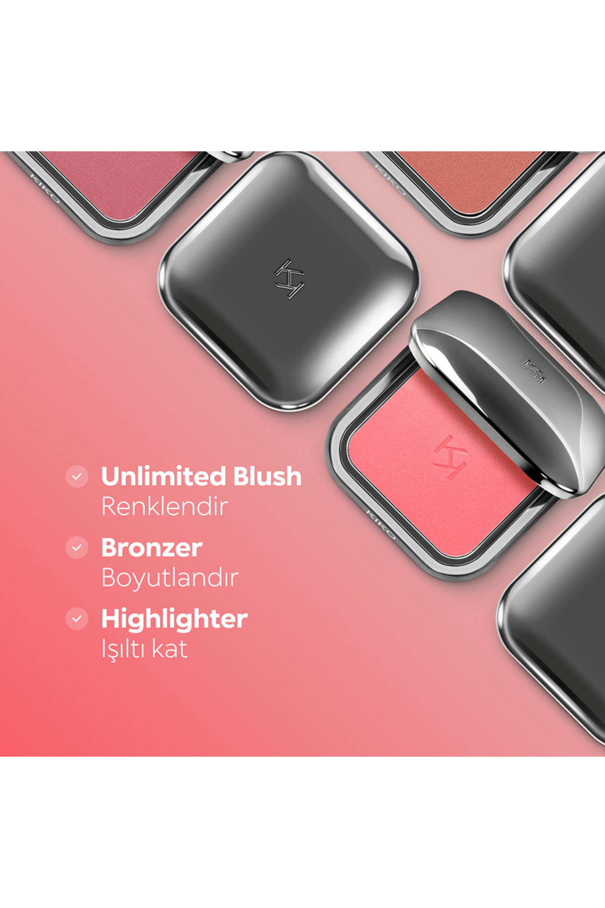 رژگونه با رنگ موی قهوه‌ای و پیگمنت بالا مدل Unlimited Blush شماره 05 Kiko