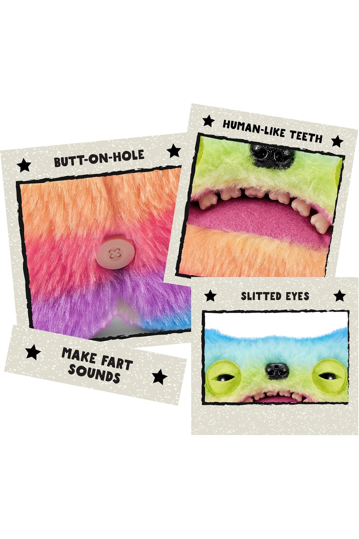 اسباب بازی های پشمی FARTING FUGGLER FACE WITH SOUND MOTION SENSOR FUNNY UGLY PUSH TOY WIDE EYED WEIRDO 22C TOYFEST