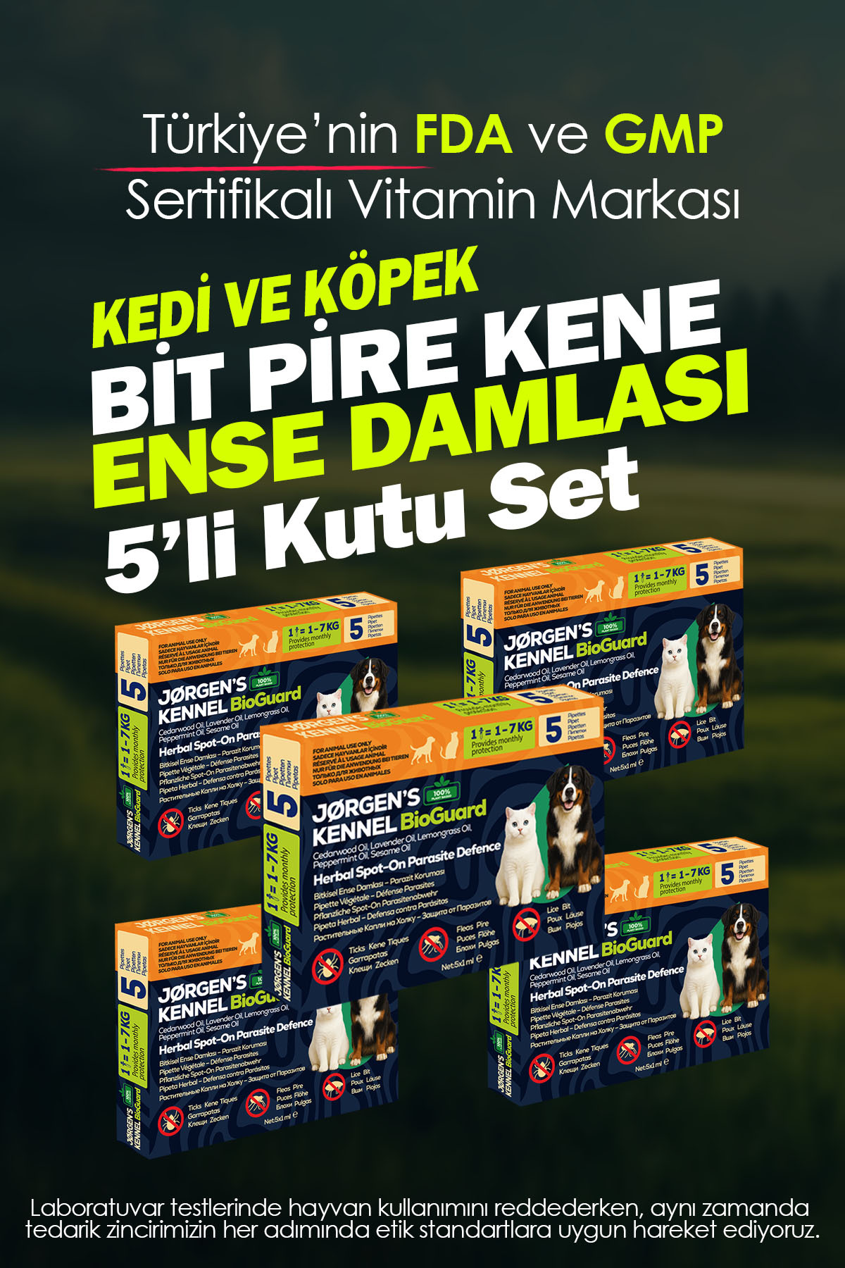 قطره گیاهی ضد انگل خارجی گربه و سگ ژورگنز کنل Jorgens Kennel 1 ml