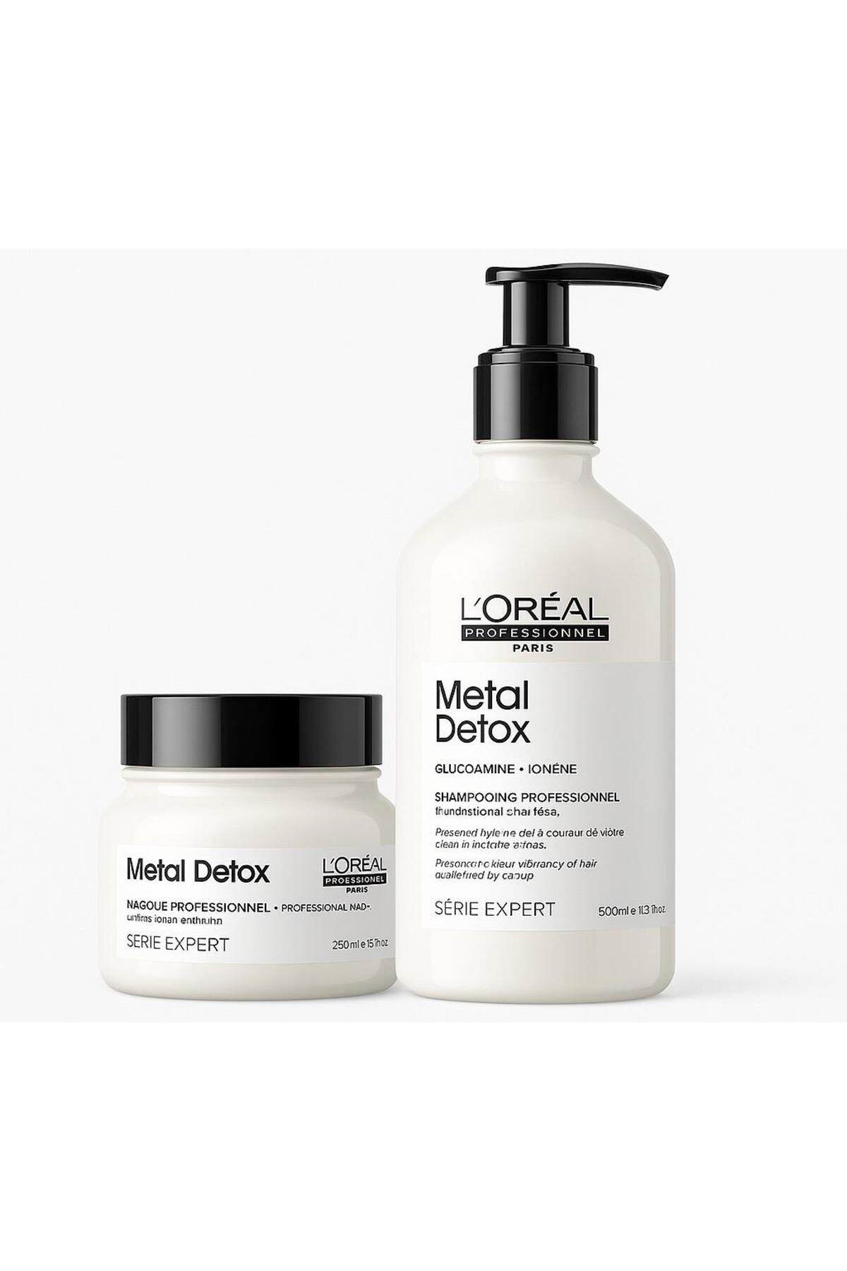 شامپو زنانه مجموعه نگهداری سم زدایی فلزی حرفه ای LOREAL | 500 میل شامپو+ماسک 250 L'oreal Professionnel