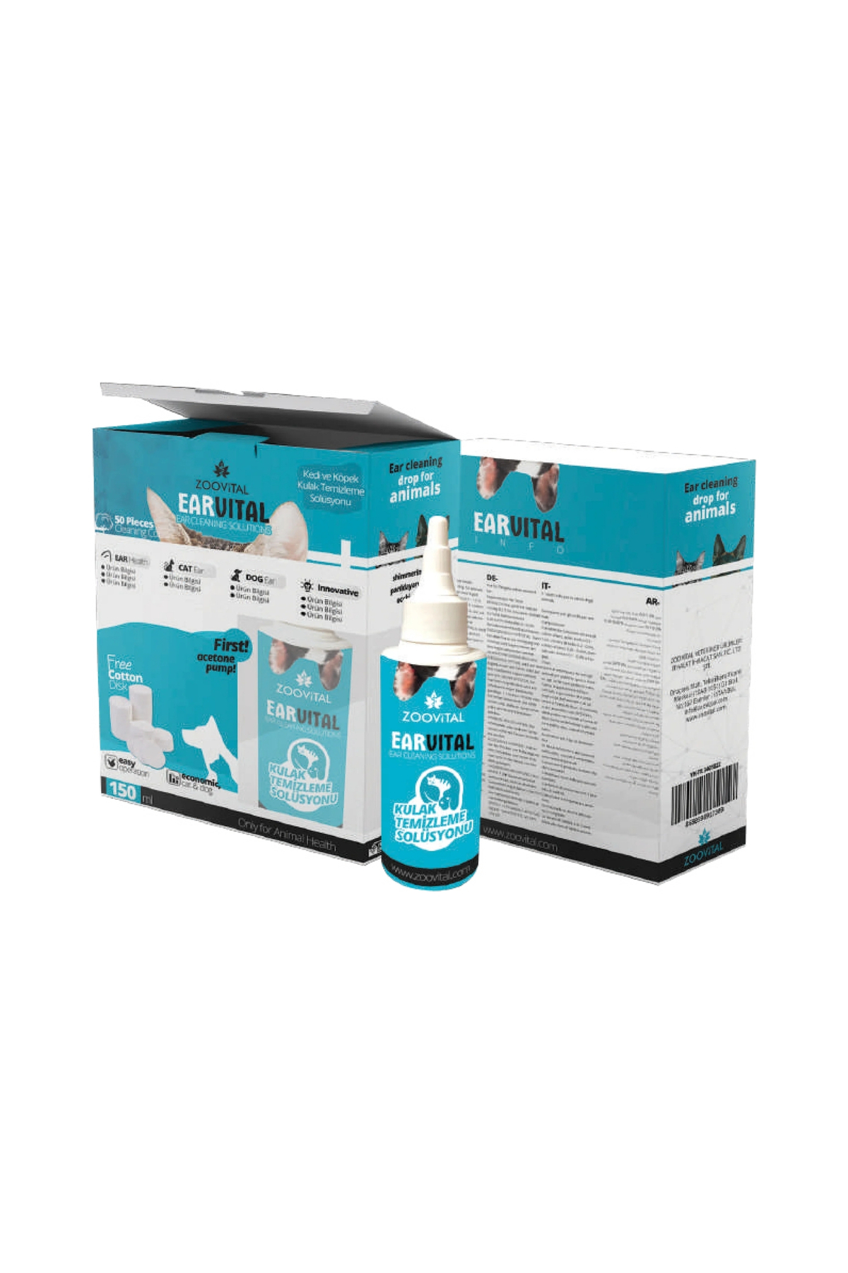 ست محلول پاک‌کننده چشم و گوش گربه و سگ زوویتال Zoovital، هرکدام ۱۵۰ میلی‌لیتر، مدل OPTİEAR2