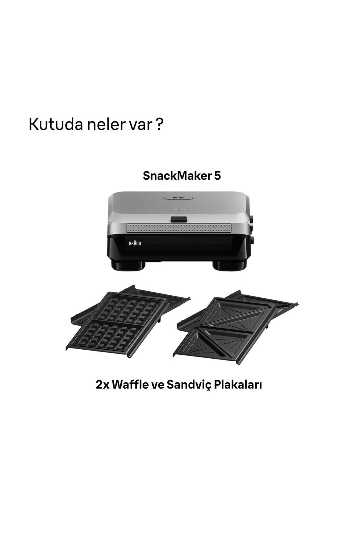 دستگاه ساندویچ و تست SNACKMAKER 5 SM5005 SILVER TOAST M. اورجینال Braun