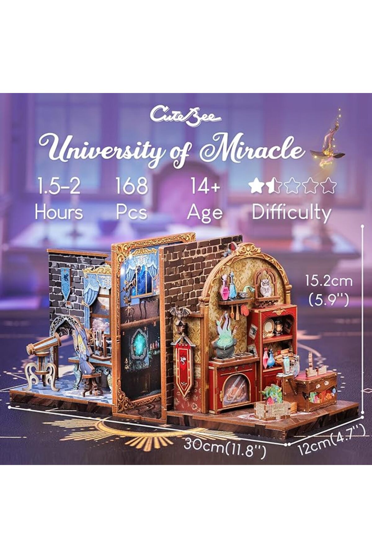 پازل سه بعدی کیت نوک کتاب میراکل دانشگاه دکور قفسه پشتیبان مدل دیوراما CUTEBEE