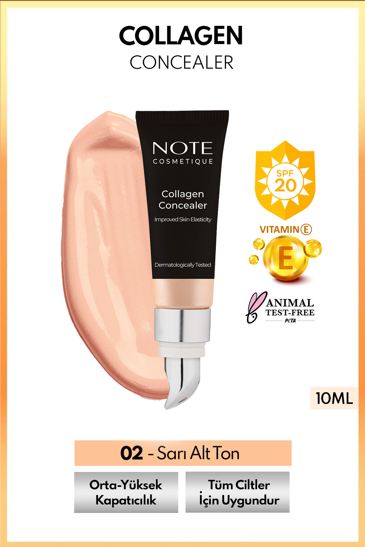 کانسیلر کلاژن SPF 20 زیر چشم با 02 نور متوسط Note Cosmetics