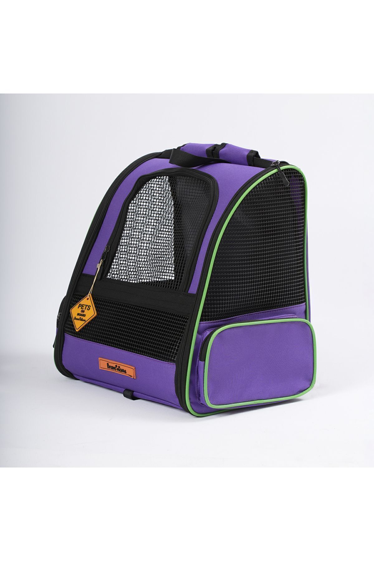 کیف حمل گربه و سگ بریو پاوز BRAVE PAWS مدل BRV102M، کوله‌پشتی توری پلاستیکی بنفش